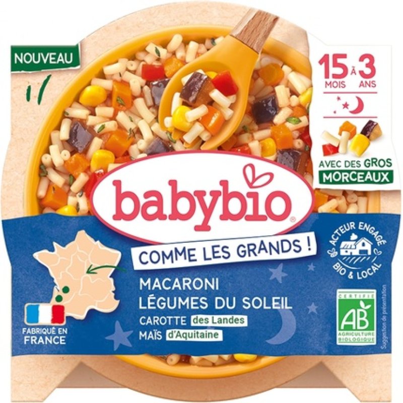 Babybio Good Night Macaroni with Vegetables of the Sun Carrot and Corn