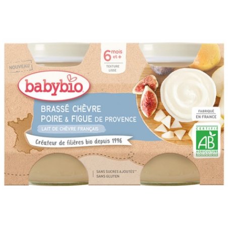 Babybio Goat's Milk Pear Fig Organic Baby Food from 6 Months 2 Jars 130g
