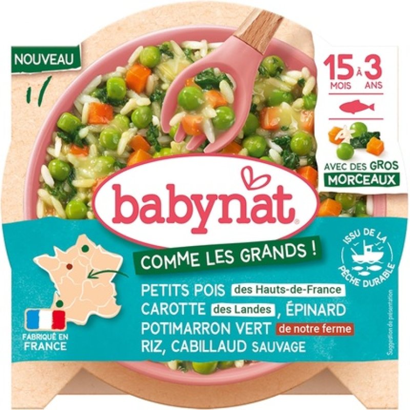 Babybio Babynat Peas Carrots and Spinach from Hauts-De-France and Landes