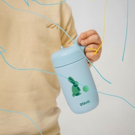 Equa Children's Drinking Bottle 400ml with Foldable Straw Stainless Steel
