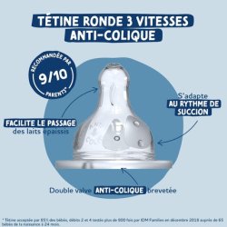 Dodie Anti-Colic Baby Bottle Round 330ml 6 Months 3 Speeds Flow 3