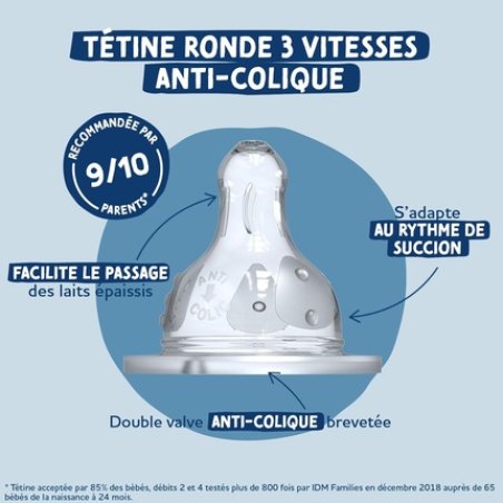 Dodie Anti-Colic Baby Bottle Round 330ml 6 Months 3 Speeds Flow 3
