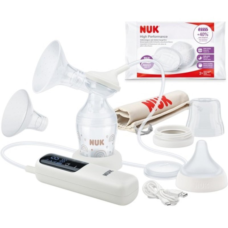NUK Soft & Easy Electric Breast Pump with 100% Silicone Soft Cups Small Lightweight Quiet Rechargeable Battery for