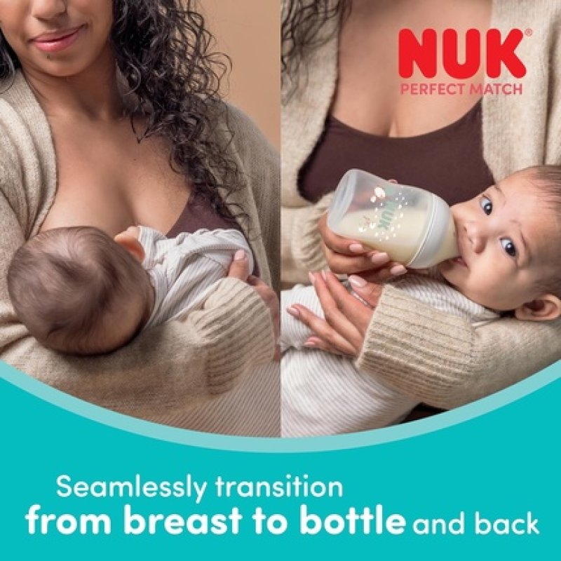 Nuk Perfect Match Baby Bottle Teats for 6 Months Anti-Colic Feeding Bottle