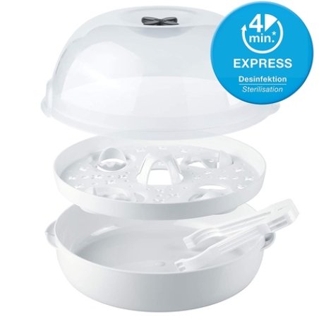 Nuk Micro Express Plus Microwave Baby Bottle Sterilizer, 4 Baby Bottles