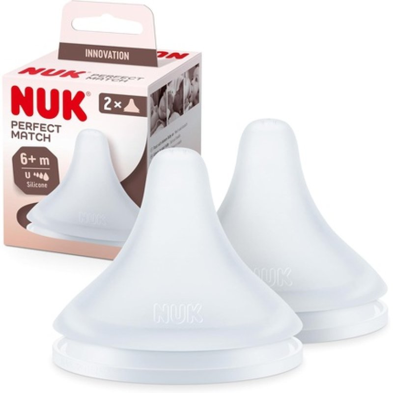 NUK Perfect Match Baby Bottle Teats for 6 Months Adapts to Baby's Palate Anti Colic Vent BPA-Free Universal Silicone
