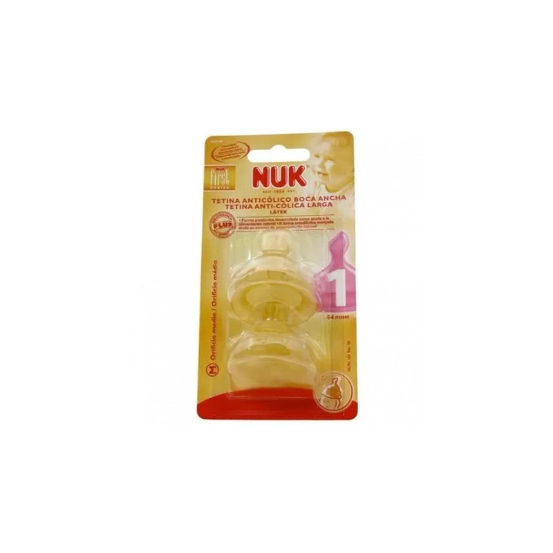 Nuk Wide Nipple First Choice 1 Month Latex 2 Units