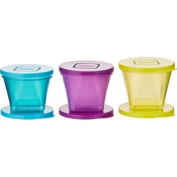 NUK Fresh Foods Food Pots Stackable Baby Food Storage Containers with Lids BPA-Free 3 Count Blue Yellow Purple
