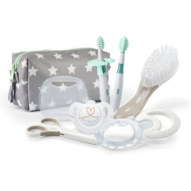 NUK Baby Care Welcome Set with Dummy, Hairbrush, Nail Scissors, Teething and Toothbrush Sets