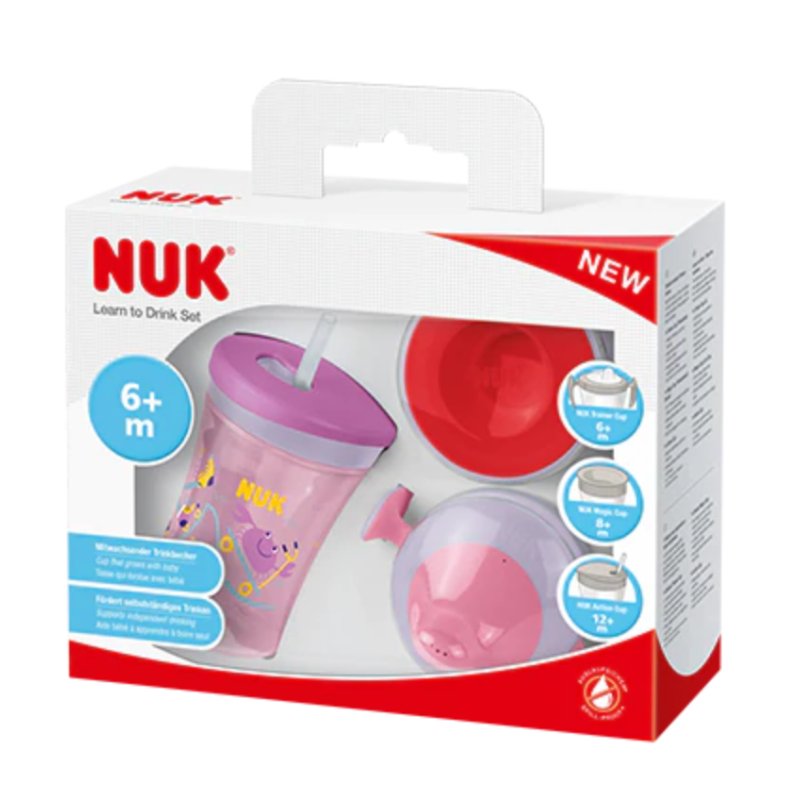 Nuk 3-In-1 Learning To Drink Set With Trainer Cup 6 Months, Magic Cup 360