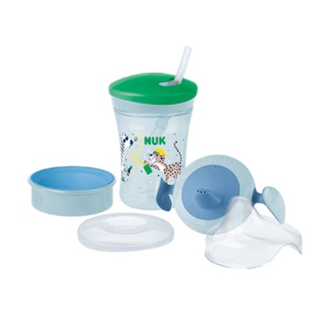 Nuk 3-In-1 Trinklernset Trainer Cup 6m Magic Cup Trinklernbecher Action Cup Blau