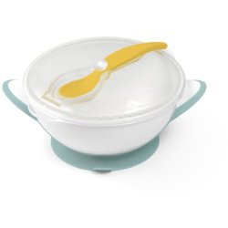 Babyono Be Active Suction Bowl With Spoon Set Greenyellow For 6 Months And Older