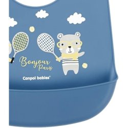 Canpol Babies Baby Bib Bonjour Paris Made of Silicone Blue