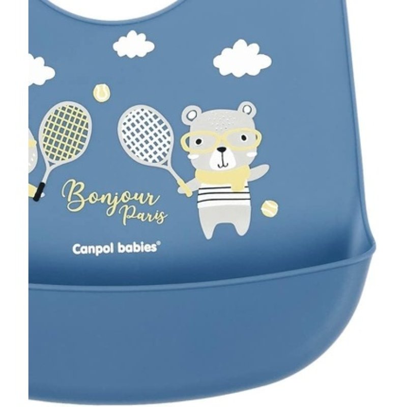 Canpol Babies Baby Bib Bonjour Paris Made of Silicone Blue