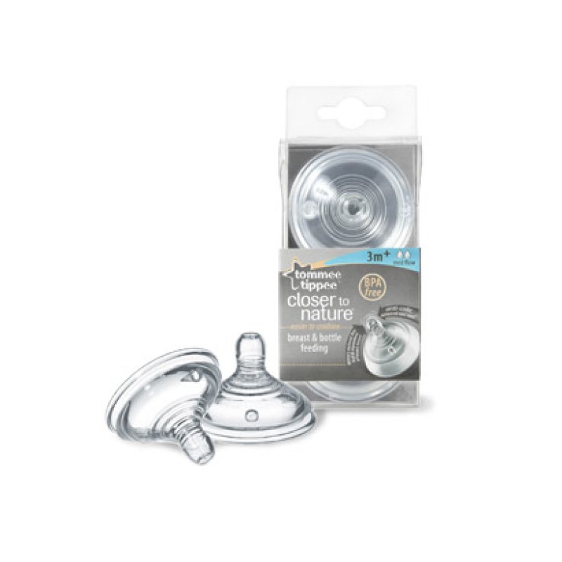 Tommee Tippee Closer to Nature Teat for Bottles 2 Pack, 3m 