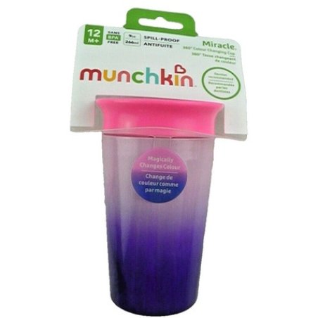 Munchkin Miracle 360 Colour Changing Sippy Cup 9 Oz 266ml Pink Purple