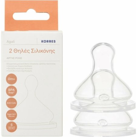 Korres Baby Silicone Nipples Slow Flow 0m 2 Pieces