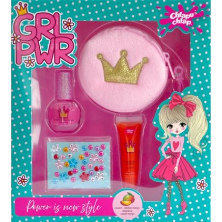 Chlapu Chlap Girl Power Ii Sweet Mango Children's Set With Cosmetic Bag Nail Polish Lip Gloss And Decorations