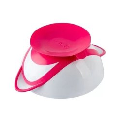 BabyOno Pink and White Bowl with Suction Cup and Spoon 1063/03