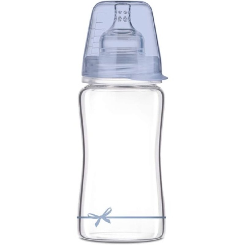 LOVI Anti-Colic Baby Feeding Glass Bottle with Dynamic Teat 250ml Blue - Baby Shower Boy Collection