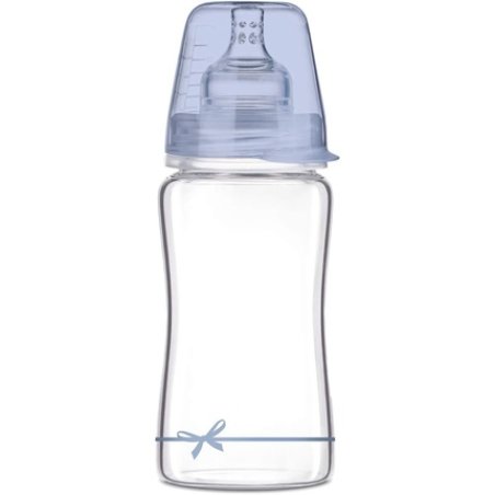 LOVI Anti-Colic Baby Feeding Glass Bottle with Dynamic Teat 250ml Blue - Baby Shower Boy Collection