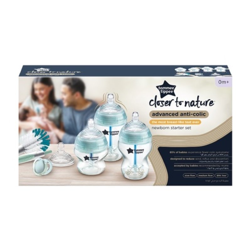 Closer To Nature Advanced Anti-Colic Starter Set For Newborns - 2 X 150ml Bottles, 2 X 260ml Bottles, Bottle Brush, 0-6