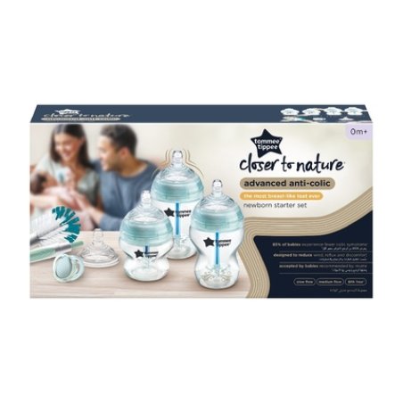 Closer To Nature Advanced Anti-Colic Starter Set For Newborns - 2 X 150ml Bottles, 2 X 260ml Bottles, Bottle Brush, 0-6