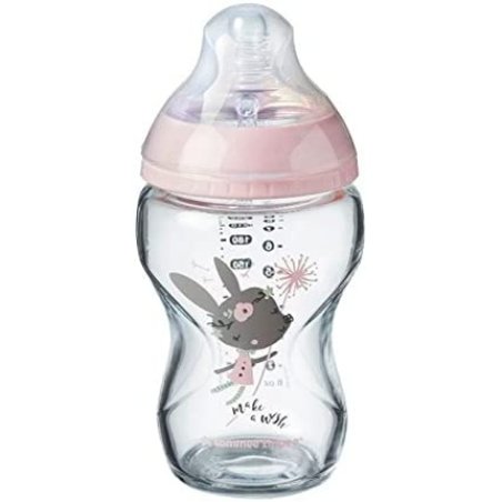 Tommee Tippee Closer To Nature Glass Baby Bottle, Slow Flow Breast-Like Teat