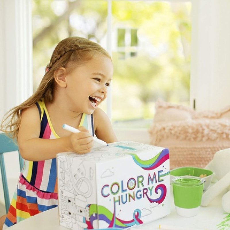 Munchkin Colour Me Hungry Feeding Set in Coloring Gift Box 7 Pieces Green