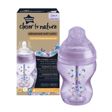 Tommee Tippee Closer To Nature Advanced Anti-Colic Bottle 260ml 0 Months And Above Girl