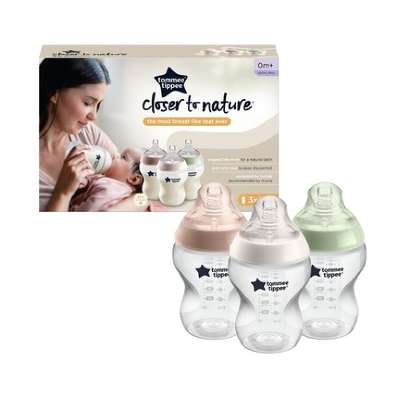 Closer To Nature Anti-Colic Feeding Bottle 0 Months 3x260ml
