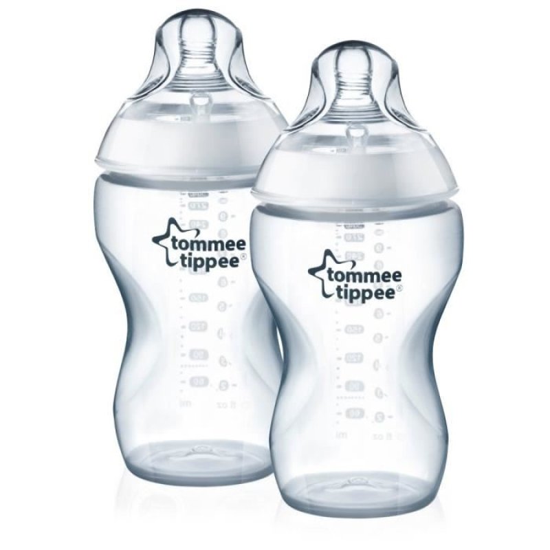 Tommee Tippee Closer to Nature Clear Bottles 340ml Silicone Teat with Sensitive Anti-Colic Valve