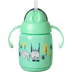 Tommee Tippee Superstar Weighted Straw Cup with INTELLIVALVE and BACSHIELD Antibacterial Technology 6m 300ml Green