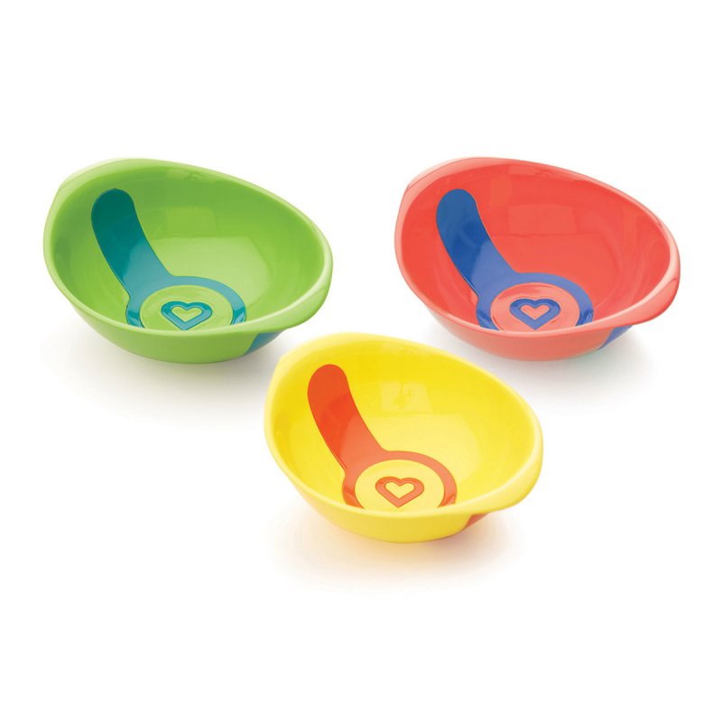 Munchkin White Hot Toddler Bowls with Colour Strip & Soft Tip Infant Spoons