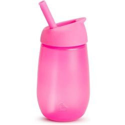 Munchkin Easy-to-Clean Straw Cup for 12 Months, Leak-Proof, Dishwasher Safe, 296ml Pink