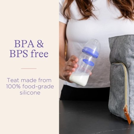 Lansinoh Baby Bottle With Naturalwave Teat 160ml Anticolic Bpa & Bps Free Slow Flow Silicone Teat Purple