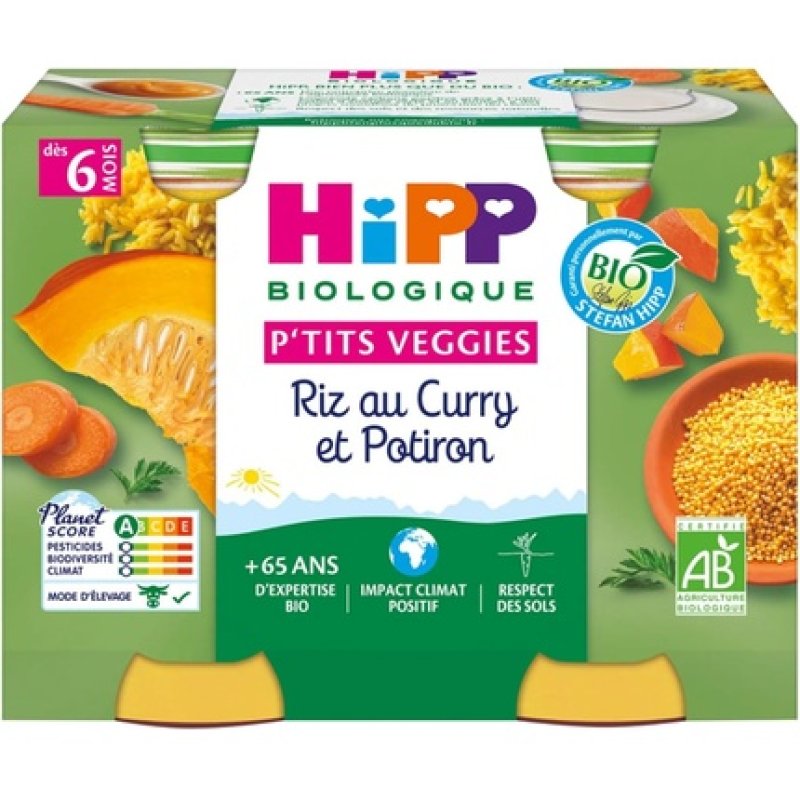 Hipp P'Tits Veggies Rice with Curry and Pumpkin from 6 Months Organic - Pack of 2