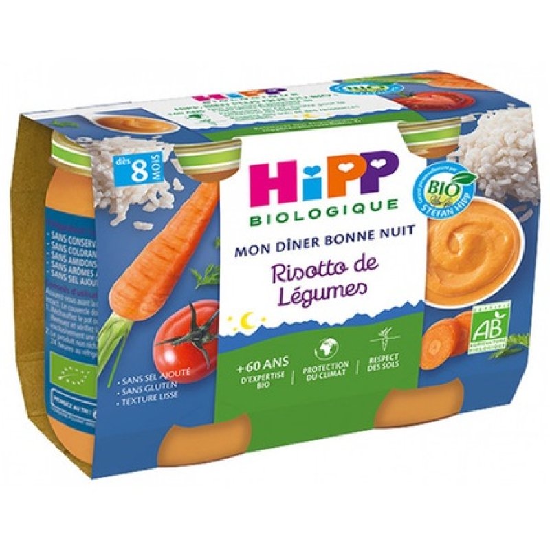 Hipp My Good Night Dinner Vegetable Risotto for 8 Months Organic - Pack of 2 Jars