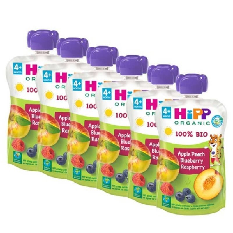 Hipp Peach, Apple And Forest Fruits Organic Pouches - 6x100g