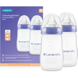 Lansinoh Anti Colic Baby Bottle 240ml 2 Pack Naturalwave Teats Reduces Nipple Confusion Bpa & Bpsfree Breastfeeding