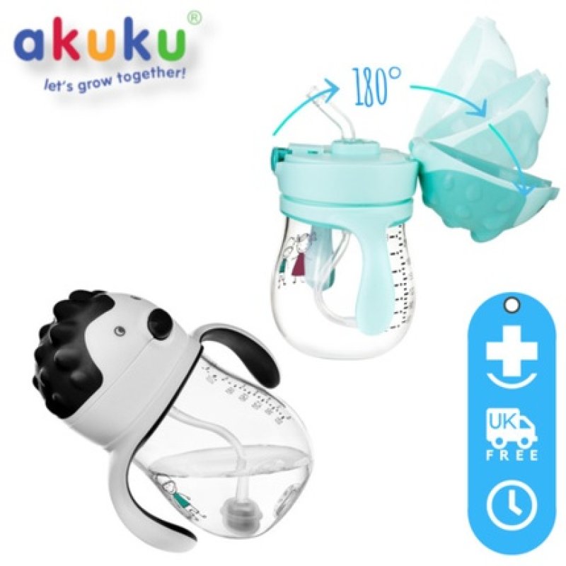 Akuku 250ml Training Cup with Straw Gravity Ball Leakproof Baby Sippy Bottle