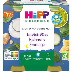 Hipp Bio Mon Diner Bonne Nuit Organic Spinach Cheese Tagliatelles 12m - Pack of 2