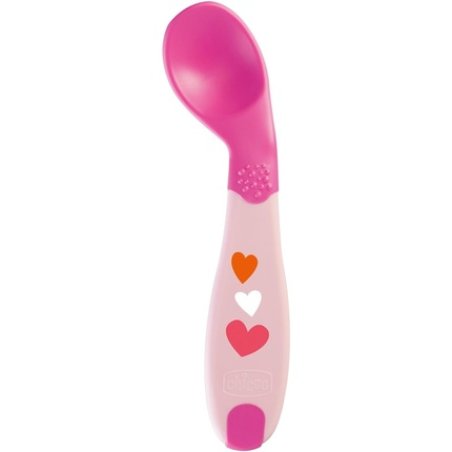 Chicco Angled Edible Spoon Pink for 8 Months