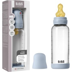 Bibs Baby Glass Bottle 240ml Anticolic Vented Natural Rubber Latex