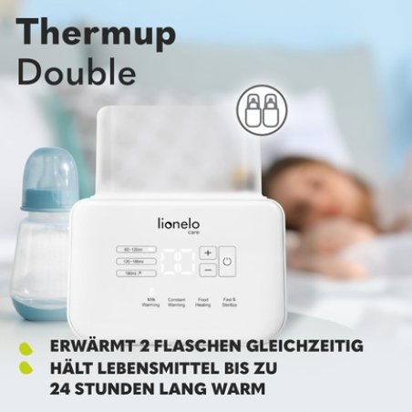 Lionelo Thermup Double Bottle Warmer Warms 2 Bottles Simultaneously Milk Heating In 35 Minutes 6 Operating Modes