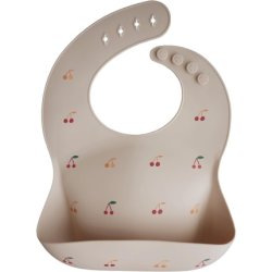 Mushie Baby Silicone Bib Adjustable Fit Waterproof Bibs Easy Wipe Baby Feeding Bibs 4 Adjustable Sizes with Deep Front