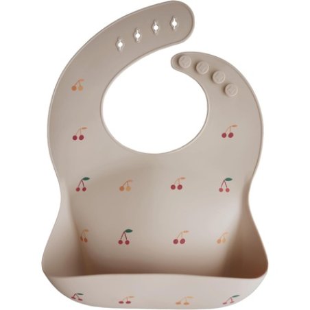 Mushie Baby Silicone Bib Adjustable Fit Waterproof Bibs Easy Wipe Baby Feeding Bibs 4 Adjustable Sizes with Deep Front
