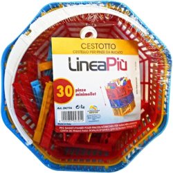 La Piacentina Spa Clothespins In Basket 30 Pieces