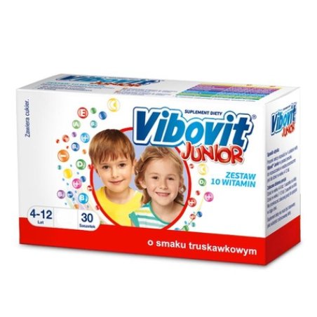 Vibovit Junior Strawberry Flavour For Children Aged 4 To 12 Years 30 Sachets