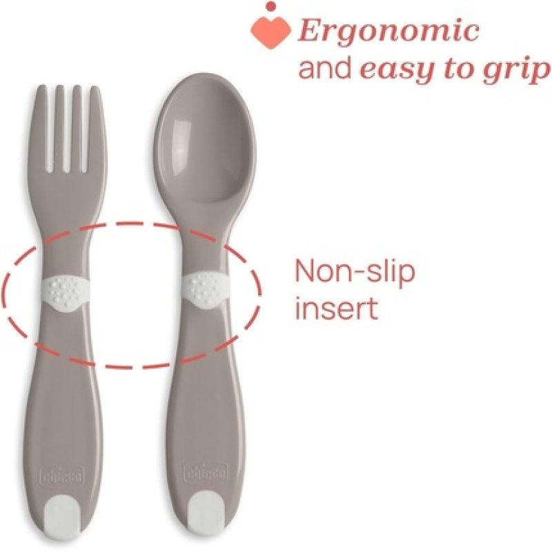 Chicco Mes Premiers Plastic Cutlery for Children Fork and Spoon